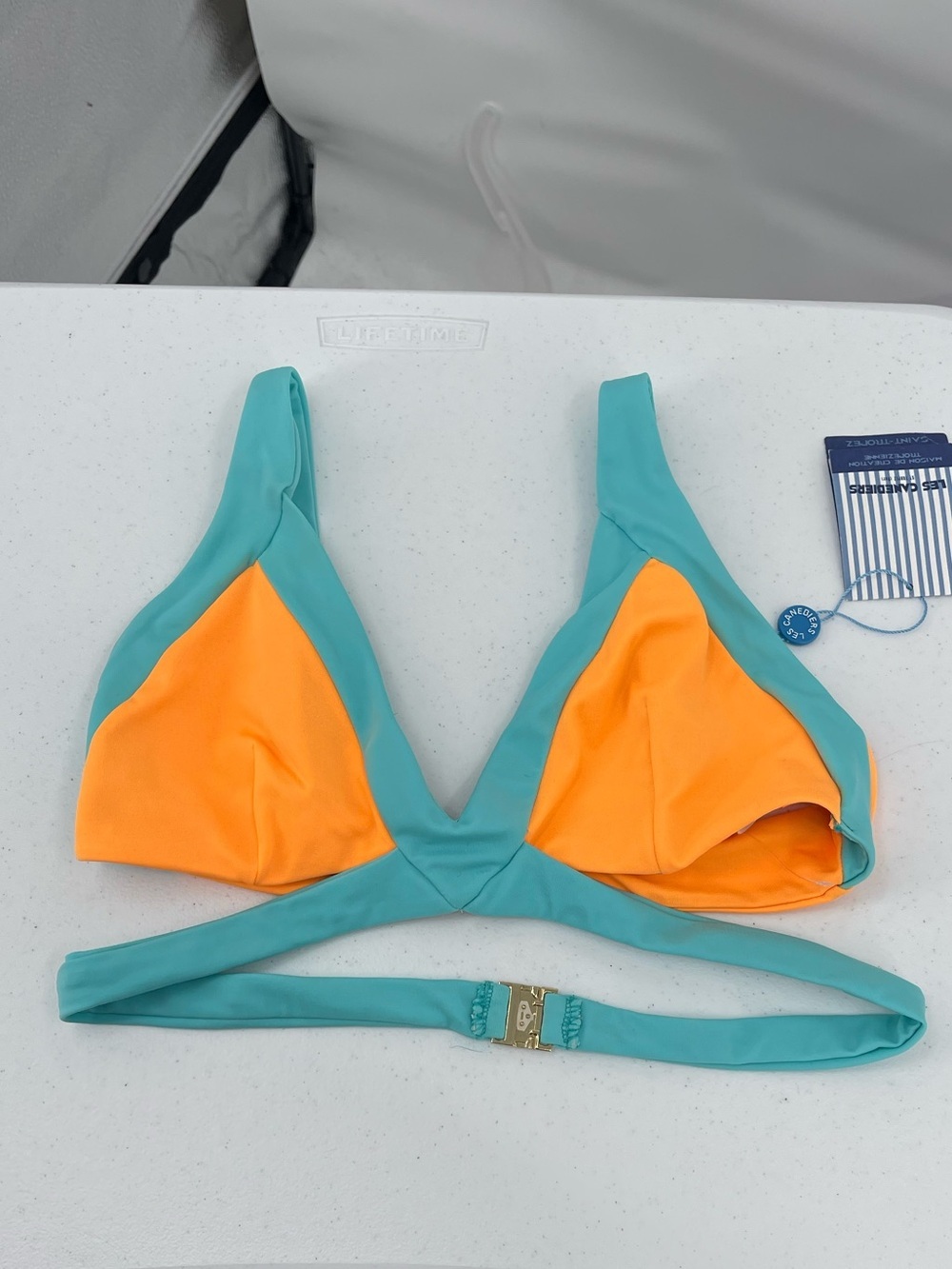 Les Canebiers NWT orange blue bikini top